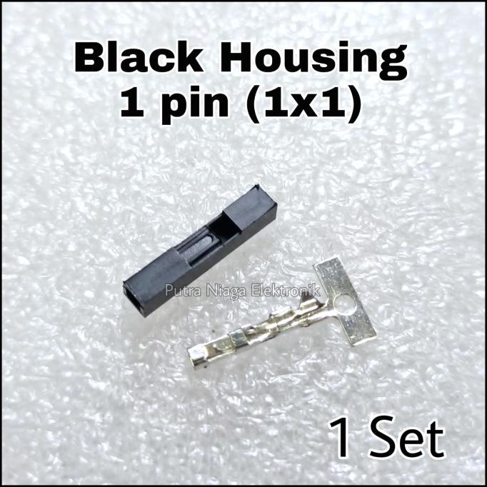 (1 Set) Black Housing 1p 2.54mm Konektor Hitam Dupont Female 1x1 1pin putr4n14 Berkualitas