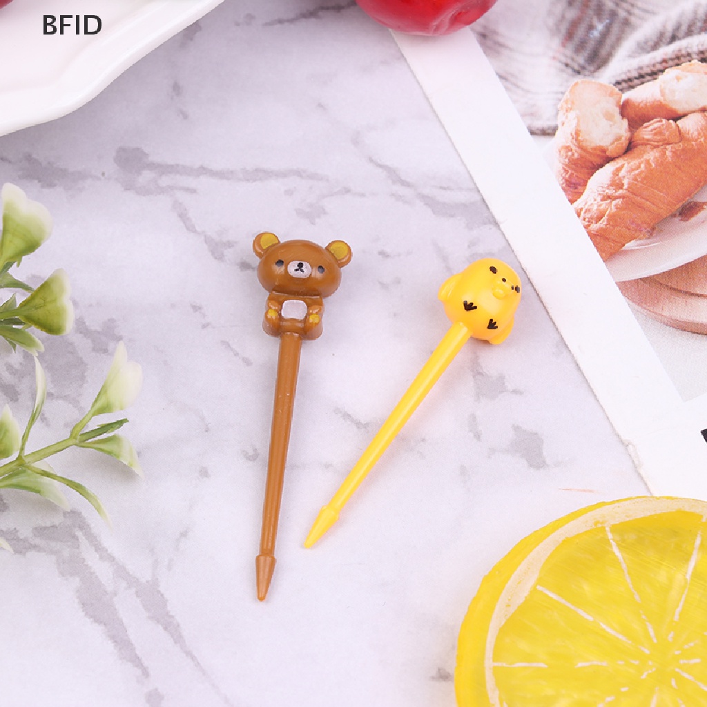 [BFID] 8pcs/set Lucu Kartun Beruang Garpu Buah Anak Snack Dessert Picks Tookpick [ID]