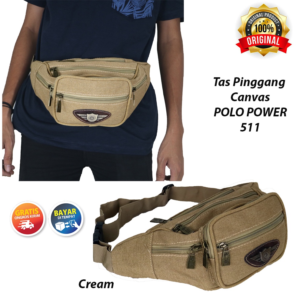 Tas Pinggang Kanvas Pria POLO POWER Waist bag Canvas Import Tas Slempang Import Pria Sling bag Fashion Korea Waterproof