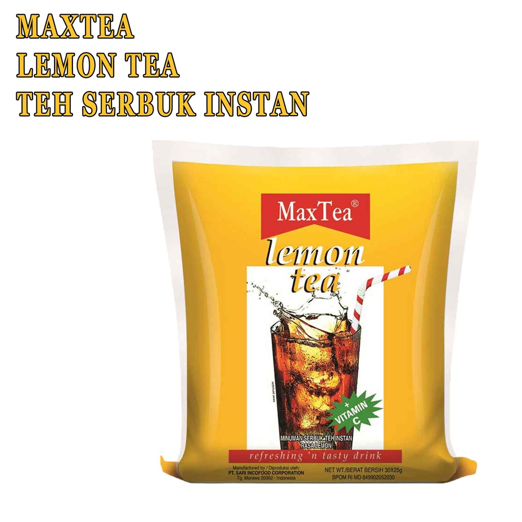 MaxTea Lemon Tea* Teh* isi 30 pcs* Lemon tea* Teh serbuk instan