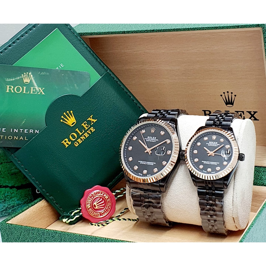 BEST SELLER JAM TANGAN ROLEX COUPLE I272 TALI RANTAI TANGGAL AKTIF BODY BULAT DM 4.5CM FREE BOX &amp; BATERAI || JAM TANGAN FASHION COUPLE JAM TANGAN COUPLE MURAH