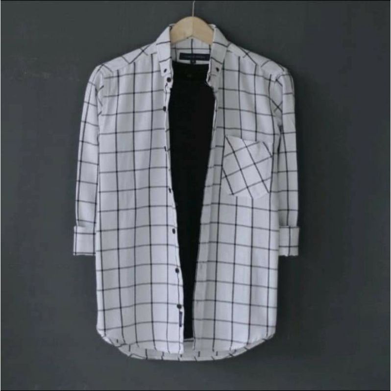 Kemeja Flanel Pria Lengan Panjang Motif Kotak Kotak Kwalitas Premium Flanel Terbaru 2022 pria lengan panjang distro kasual santai casual katun kerja kantor putih merah marun hitam premium pria cowok laki laki wanita cewek perempuan terlaris murah viral-FL M