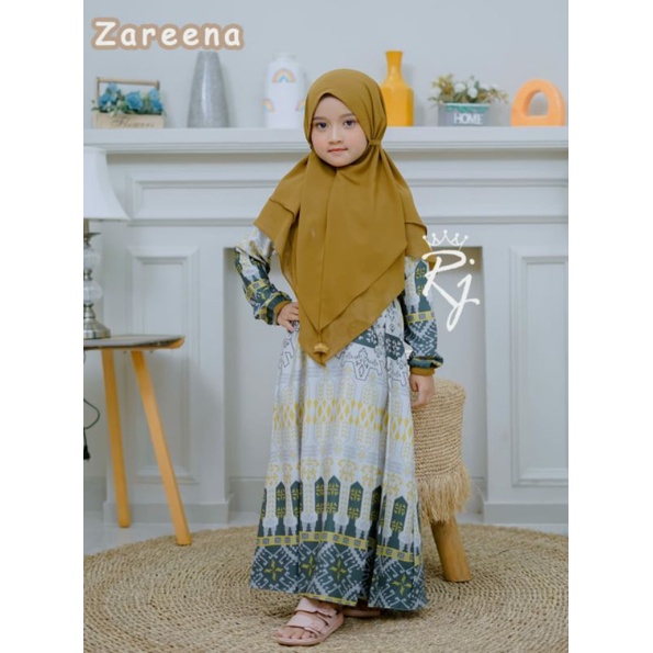 Set Gamis Syar'i anak Zareena ORI RJ / Set gamis anak mewah/ Set gamis Couple Kakak Adek