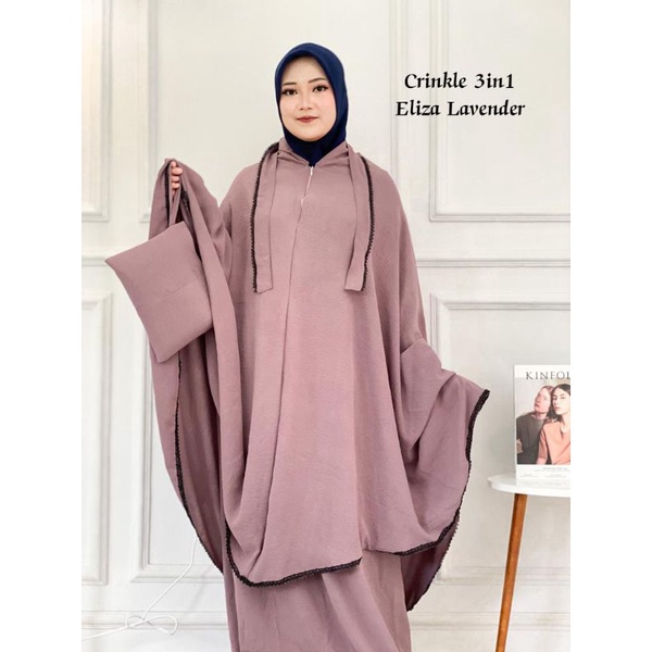 Mukena Crinkle 3in1 Eliza Jumbo Syari Traveling Umroh