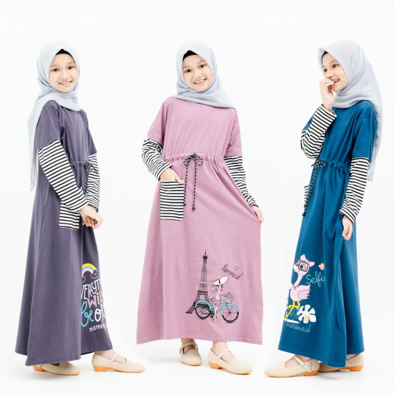 Gamis Anak Perempuan Kaos Muslimah Tanggung Terbaru Kekinian 6 Tahun Sampai 14 Tahun
