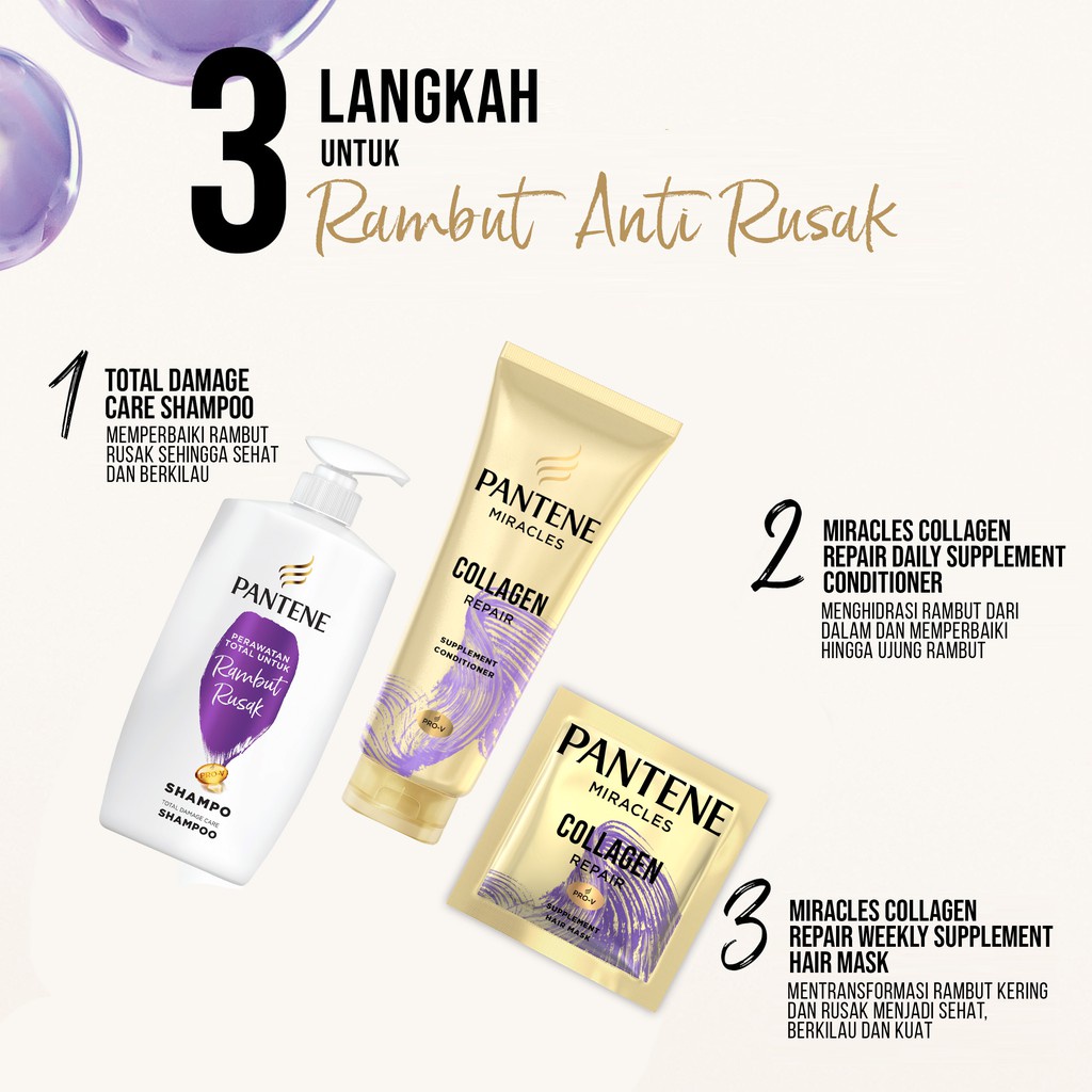 PANTENE CONDITIONER MIRACLES COLLAGEN REPAIR [ 150 ML ] DAILY HAIR SUPPLEMENT FOR DAMAGE CARE PRO-V KONDISIONER KOLAGEN SUPLEMEN RAMBUT RUSAK MENJADI KUAT TERNUTRISI LEMBUT [P&amp;G]