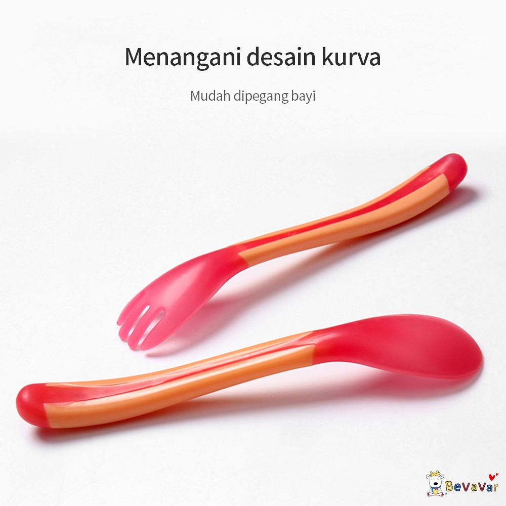 BEVAVAR Sendok Makan Bayi Sendok Garpu Bayi Sensor Panas