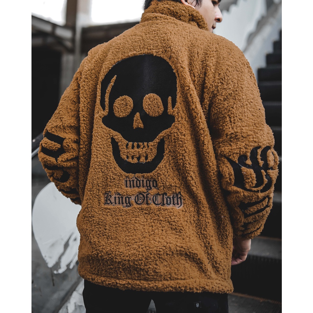 JAKET SHERPA BULE SKULL SMILE