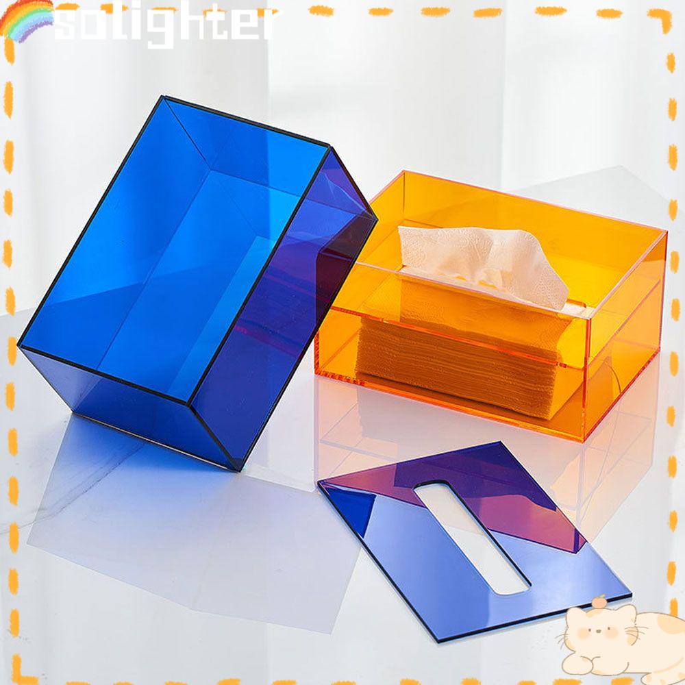 Solighter Tissue Box Acrylic Warna Transparan Rak Penyimpanan Akrilik