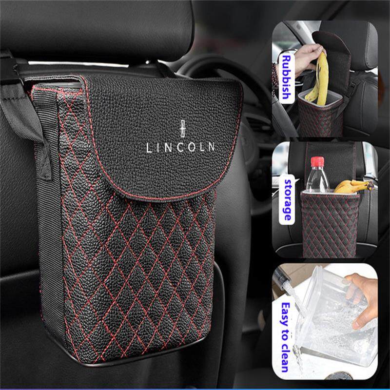 Cocok Untuk lincoln Tempat Sampah Gantung Mobil Storage Bin Leather Square Waste Bin Interior Fitting