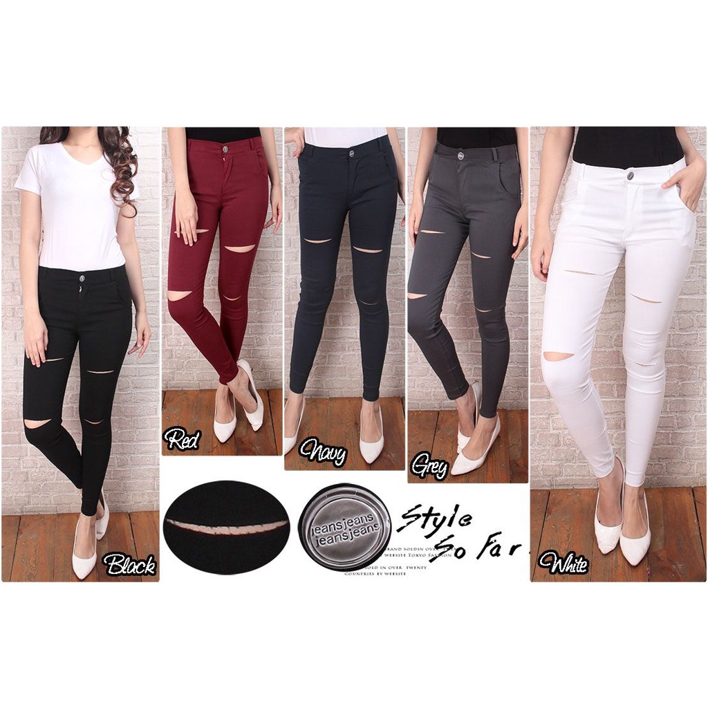 HipNop  Moons Pants Celana Panjang Wanita Ripped Celana Santai Cewek