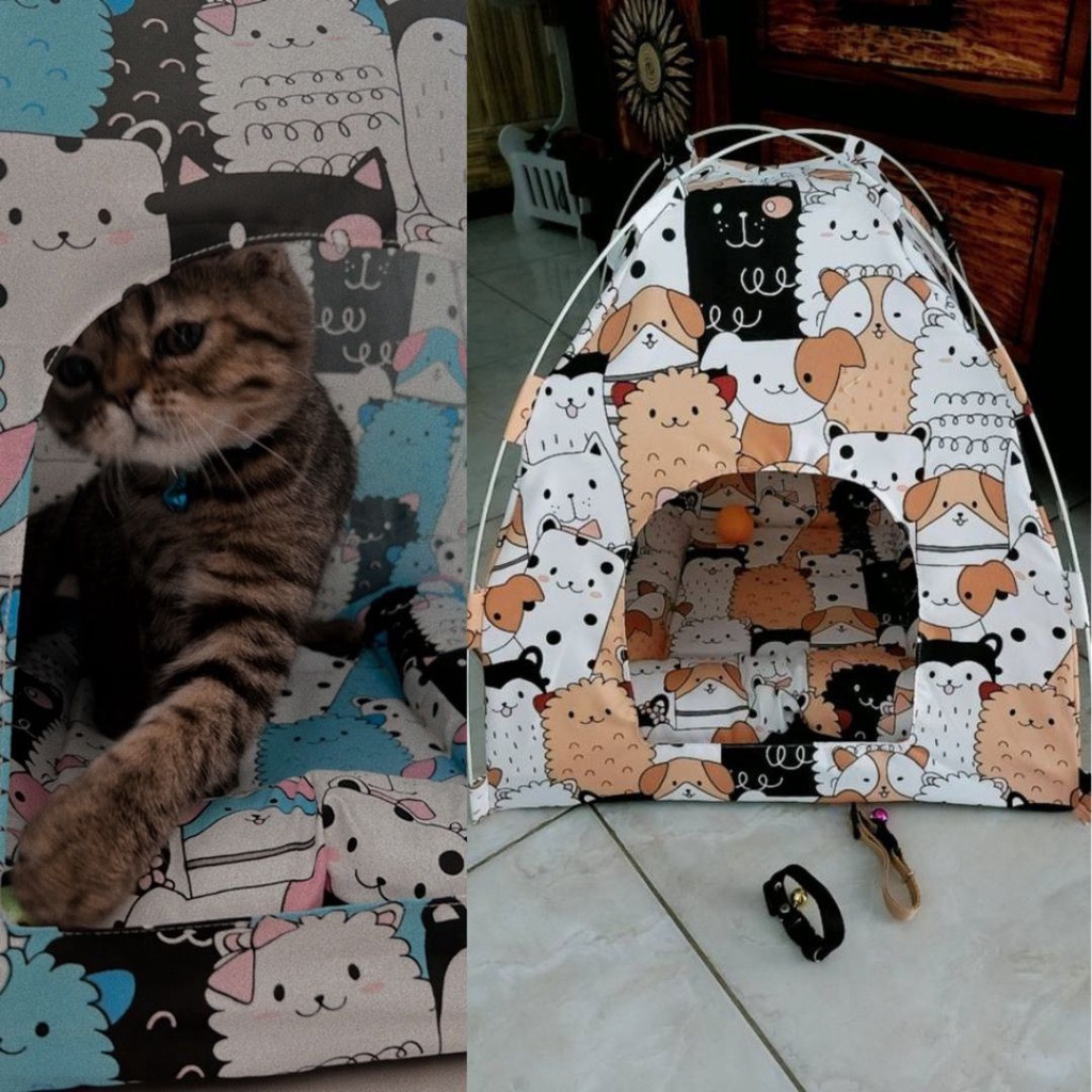 Tenda Kucing Bonus Kasur Dan Kalung FEFARM