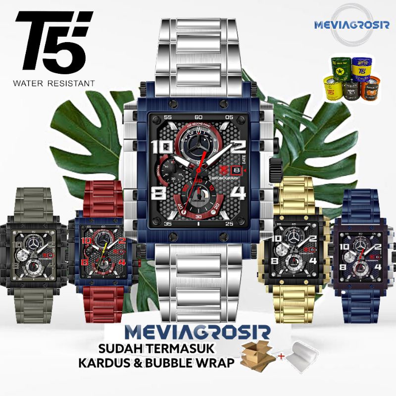 JAM TANGAN PRIA T5 H 3802 H3802G 3802 T5 ORIGINAL 100% CHRONOGRAPH TAHAN AIR BERGARANSI FREE TIN BOX