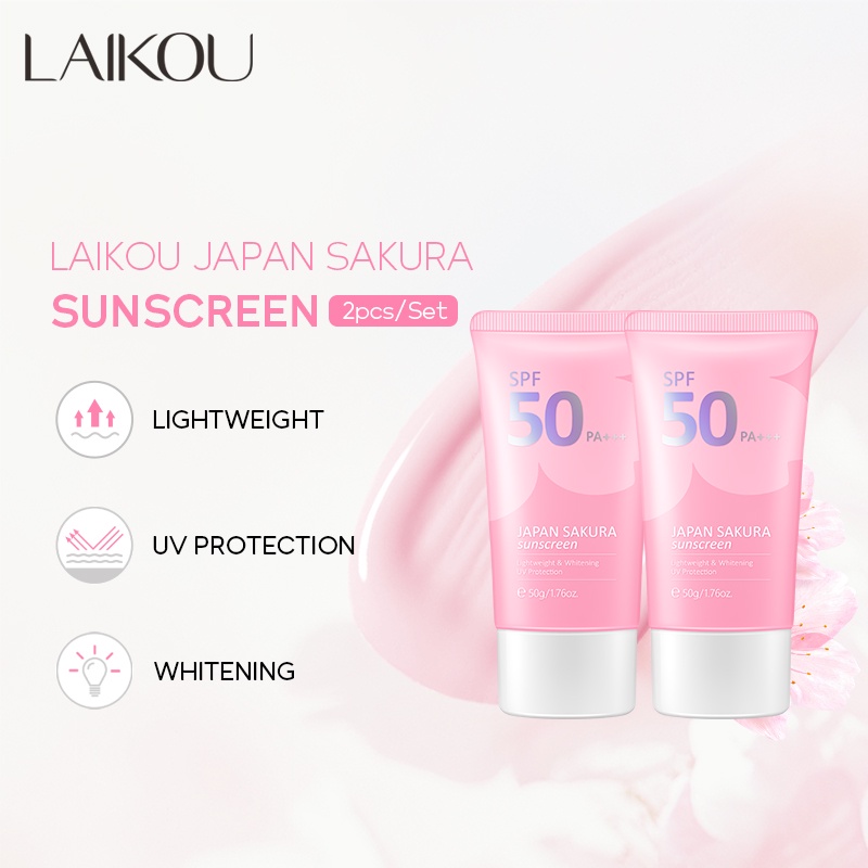 LAIKOU Sakura Sunscreen SPF50 Waterproof Tahan Air Tahan Lama Sunblock UV Protection