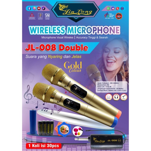 JINLONG Mic Double Wireless JL-008 Double 2 Mic