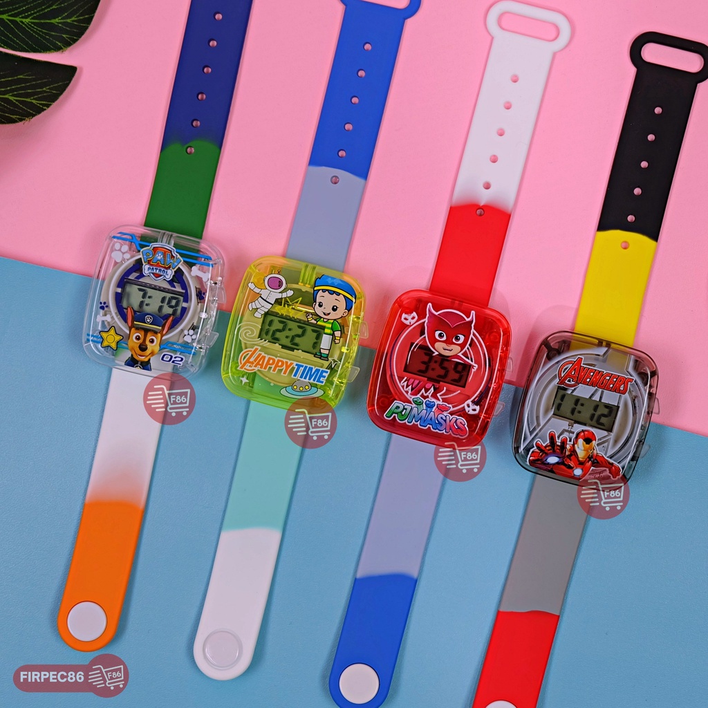 TERMURAH! Jam Tangan Anak Karakter Motif Kartun Gelang Anak Unisex Terbaru dengan Bahan Karet