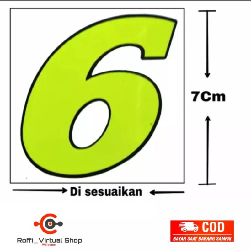 

Stiker cutting angka 6 warna stabilo ukuran sesuai gambar lem kuat dan tahan air/ stiker cutting/ Warna stabilo/ real pict/ RF Store