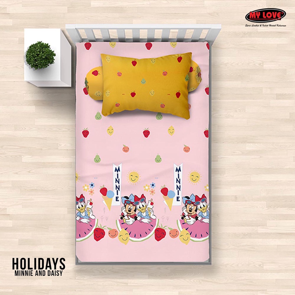 ALL NEW MY LOVE Sprei Single Full Fitted 120x200 Holiday Minnie/Daisy