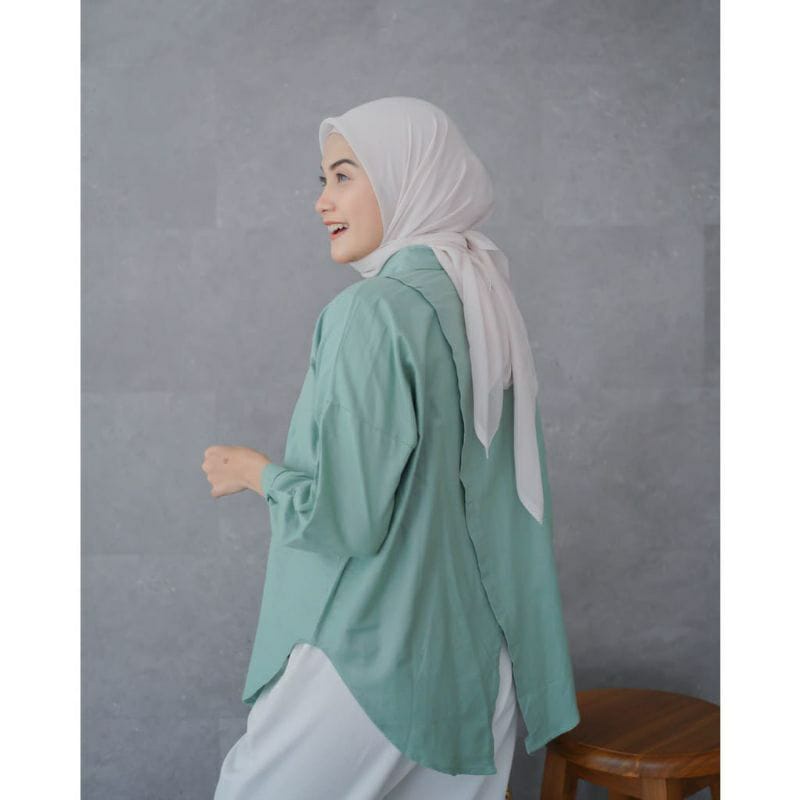 KEMEJA OVERSIZE SHIRT Baju Pakaian Atasan Blouse Blus Wanita Perempuan Cewek Dewasa Remaja Ukuran Jumbo lengan panjang