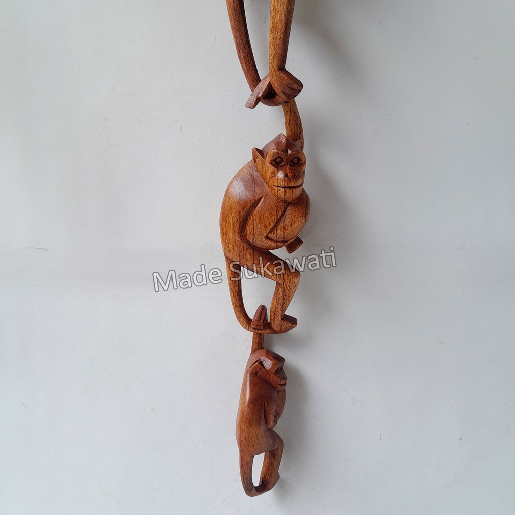 Set Patung Kayu monyet kera gantung isi 3pcs Kerajinan handmade Bali