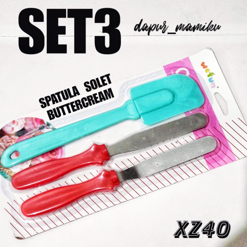 DAPURMAMI ( Spatula Solet Soled Set 3 ) Painting tools Buttercream Alat Hias Kue Spatula Cake