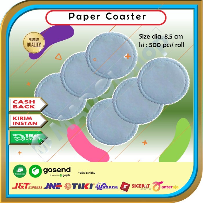 Tatakan Gelas Kertas / Paper Coaster Gerigi Diameter 8.5 cm