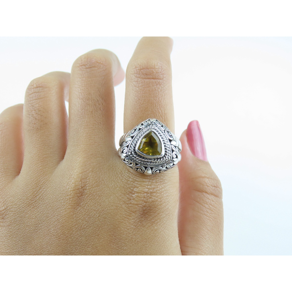 Cincin Pria Permata Citrine Perak 925