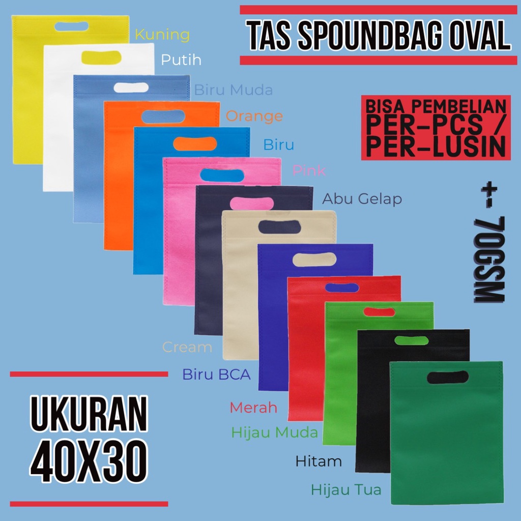 

Goodie bag Spoundbond Spunbond Oval Polos 25x35 30x40 Tas Belanja
