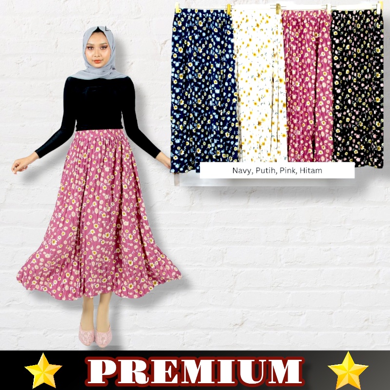 ROK PLISKET DAILY MOTIF BUNGA KECIL PREMIUM JUMBO