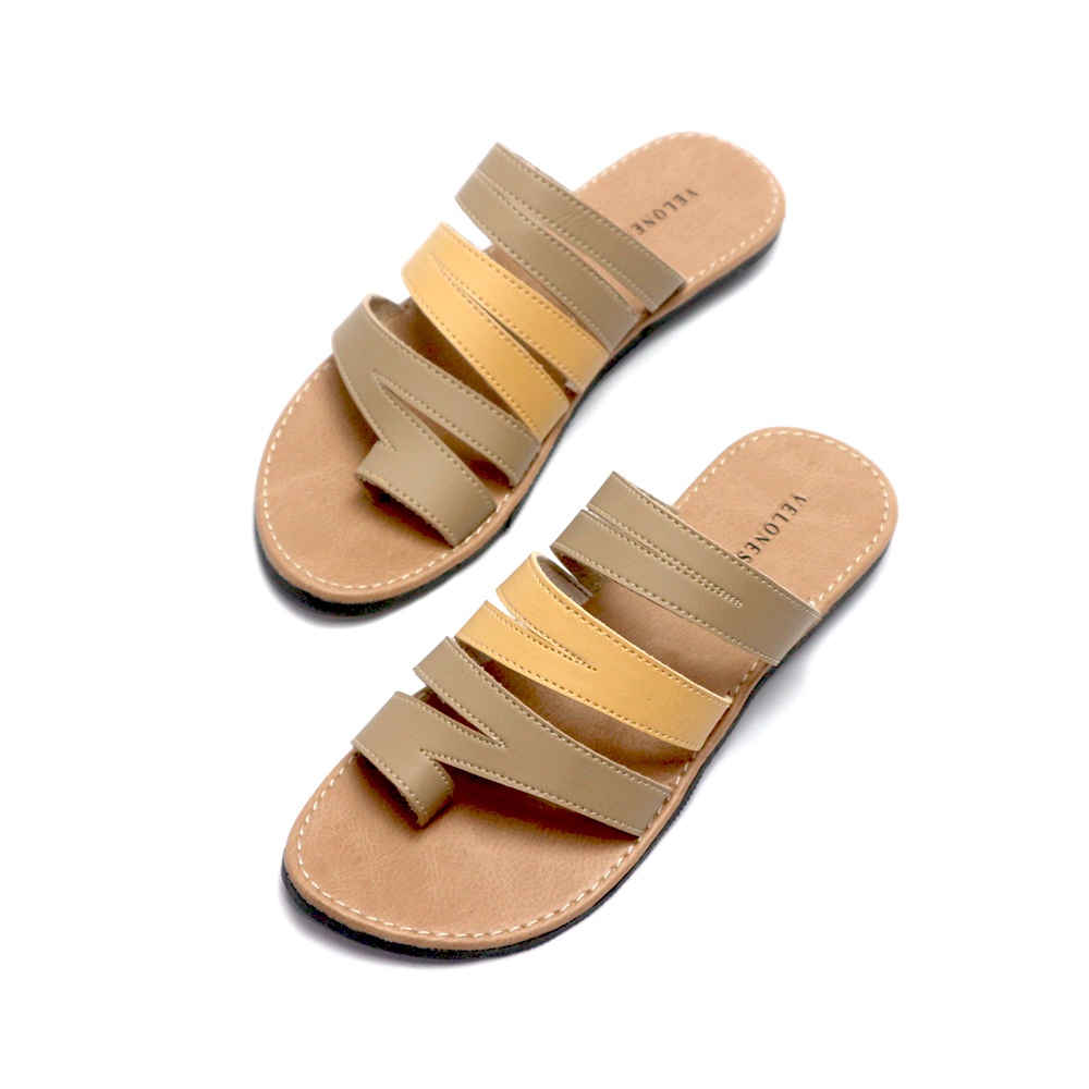Sandal Jepit Kulit Wanita Sendal Jepit Jempol Model Kekinian Alas Karet Anti Licin Velonesia - Fanni