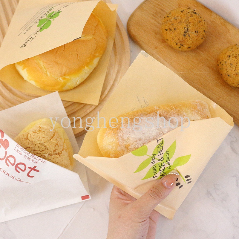 10 / 50 Pcs Kertas Pembungkus Makanan Roti Donat Sandwich Hamburger Tahan Minyak Untuk Alat Bento