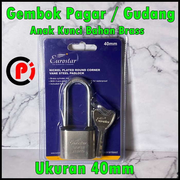 EUROSTAR Gembok Pagar Gudang Model Leher Panjang Ukuran 40mm