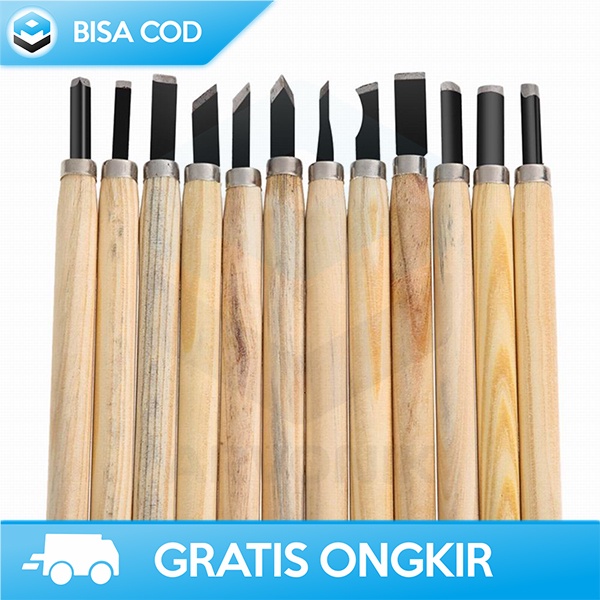 SET ALAT UKIR PAHAT KAYU 12IN1 PERALATAN DIY TOOKIE WOOD CARVING ART