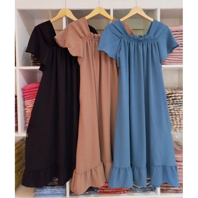 (KJI) TUNIK DASTER OVERSIZE LAURA DAILY DRESS WANITA REMPEL CRINCLE AIRFLOW