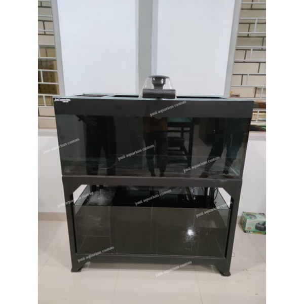 aquarium 70x45x55 8mm set up musroom dan sump filter 60x45x40
