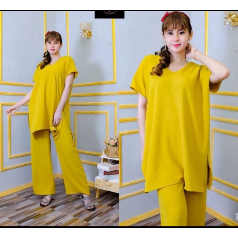 SETELAN WANITA JUMBO NAGITA CELANA PANJANG | ONESET PENDEK NAGITA SETELAN PANJANG CRINGKEL AIRFLOW ANTI LECEK