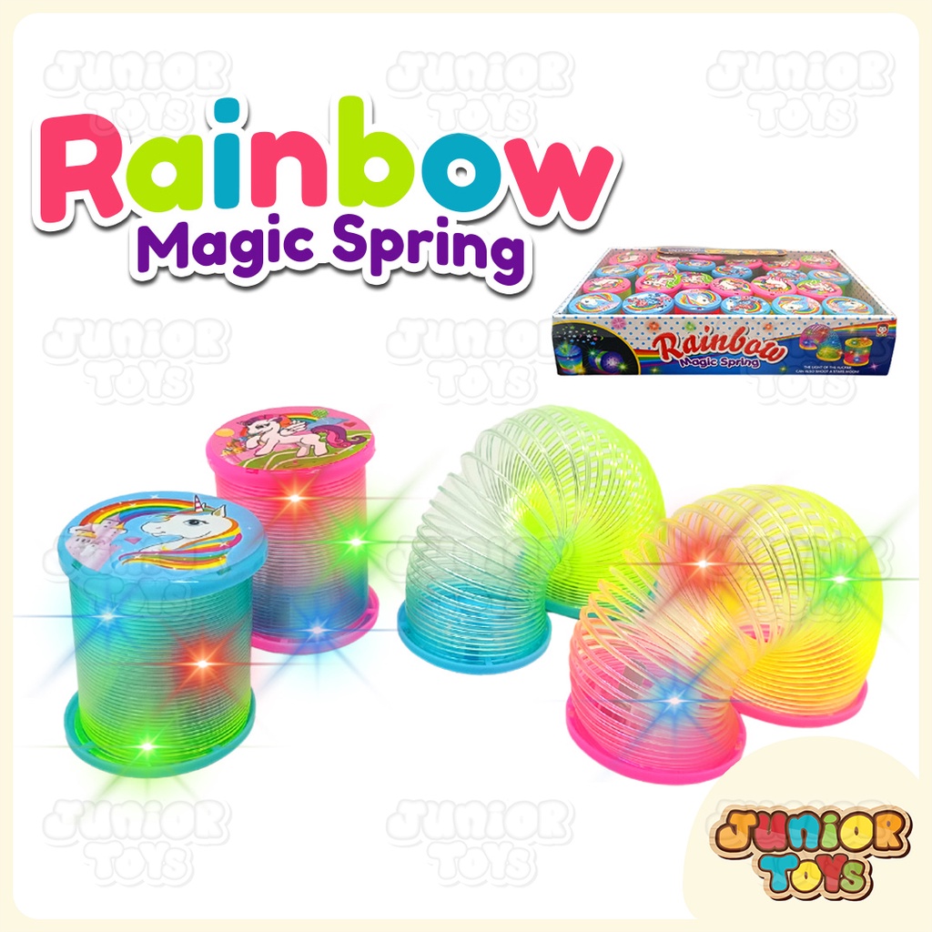 Mainan Rainbow Spring Nyala Lampu LED Per Mainan Anak Spiral Pelangi Novelty Toys