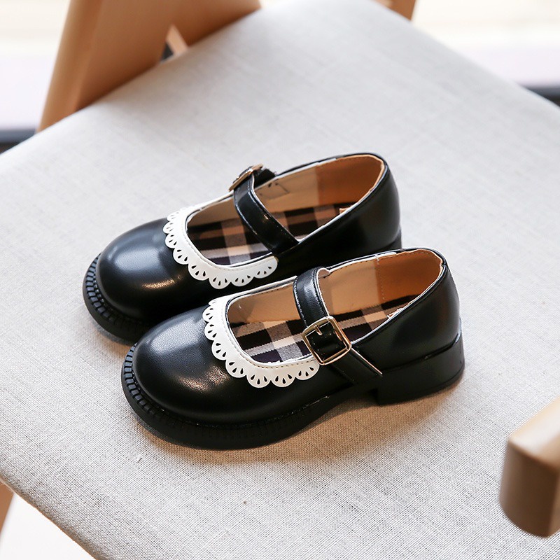 SH2265 Bisa COD Anak Renda Kecil Sepatu Kulit 2023 Musim Semi Baru Ujung Bulat Fashion Anak Perempuan Sepatu Tunggal Lembut Bawah Putri Sepatu Tren Size 21-36