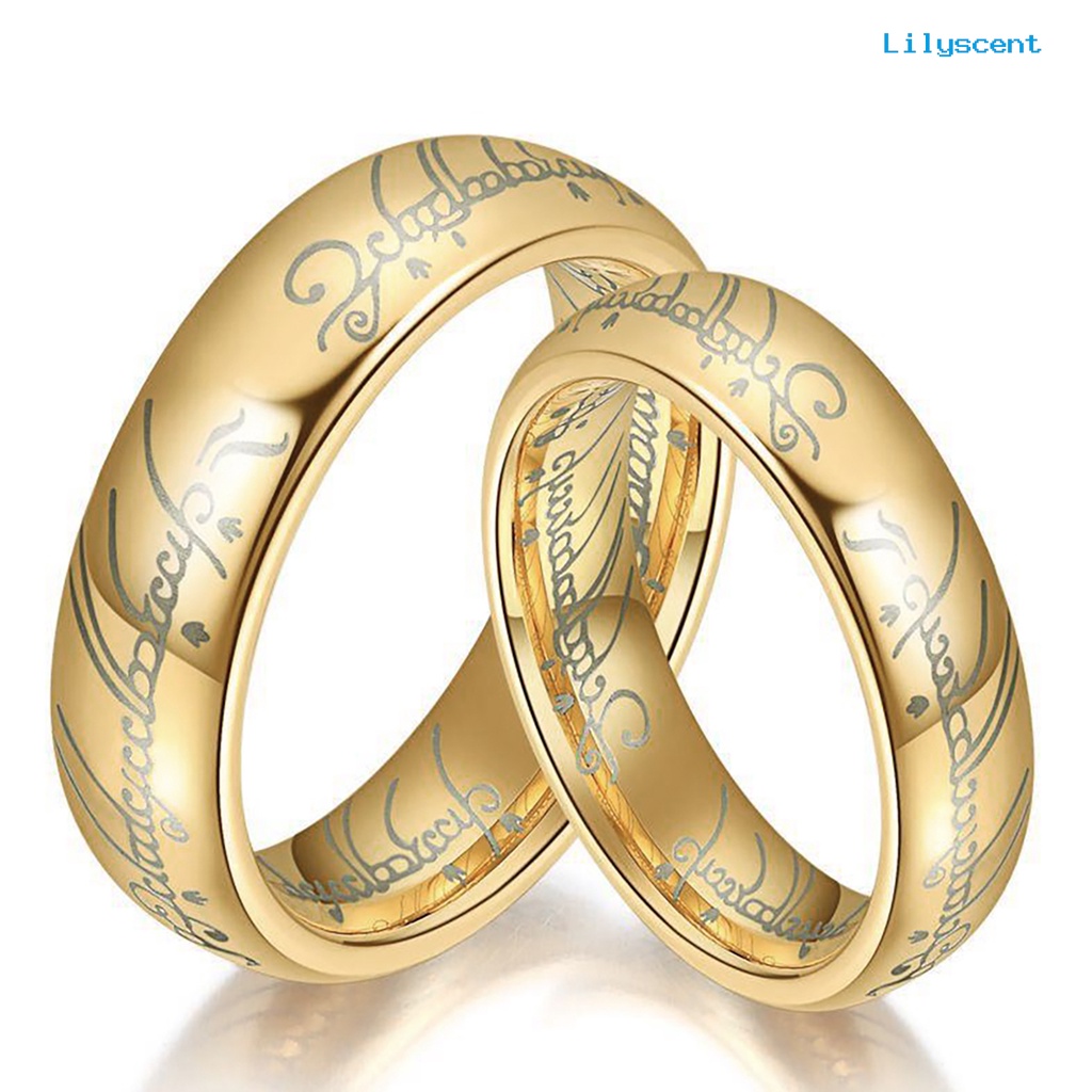 [LS] Cincin Kawin Motif Huruf Hias Bahan Titanium Steel Pria Dan Wanita Band Finger Ring Untuk Pesta