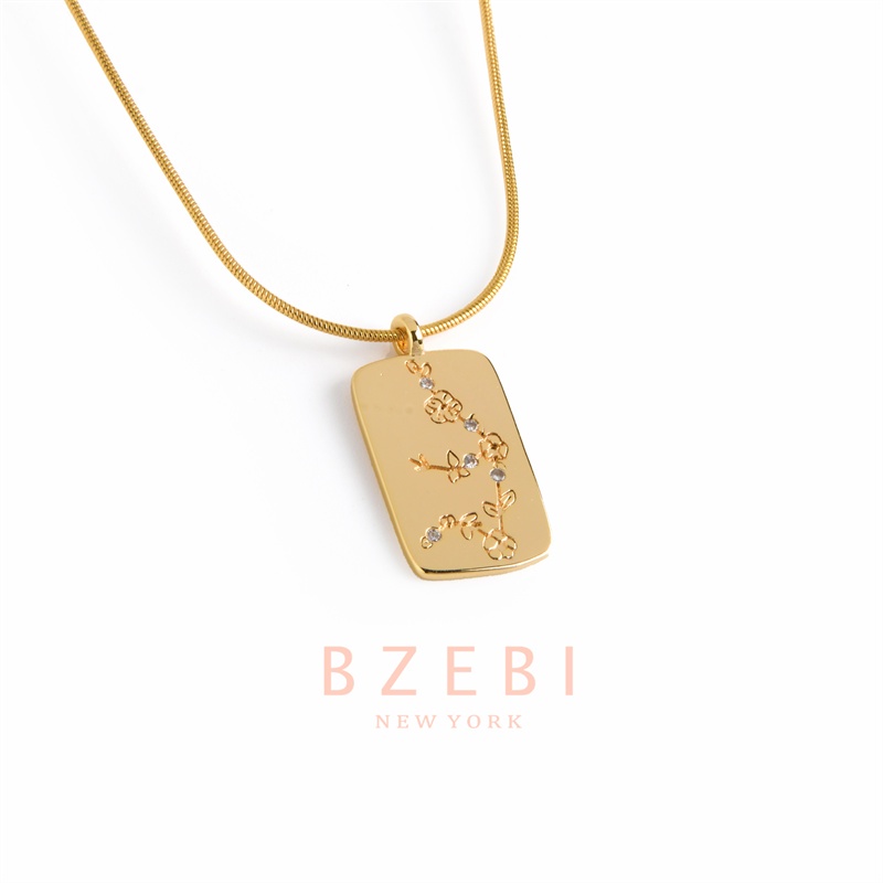 Bzebi Kalung Emas 18k, Kalung Baja Titanium, Kalung Liontin Berlian, Anti Karat, Aksesoris Fashion Wanita, Perhiasan Gaya Korea, Hadiah Ulang Tahun Dengan Kotak Eksklusif 829n