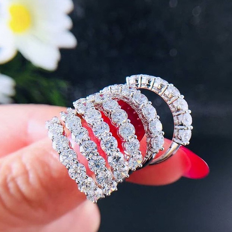 Mempesona Cubic Zirconia Rings Tunangan Jari Aksesoris Untuk Wanita Kualitas Tinggi Warna Perak Band Baru Fashion Perhiasan