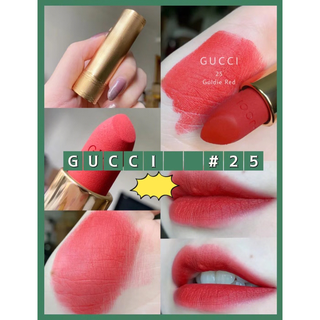 GUCCI Rouge à Lèvres Mat Lipstick 25* Goldie Red/208 They Met in Argentina/505 Janet Rust Travel Size 1.5g 0.06OZ