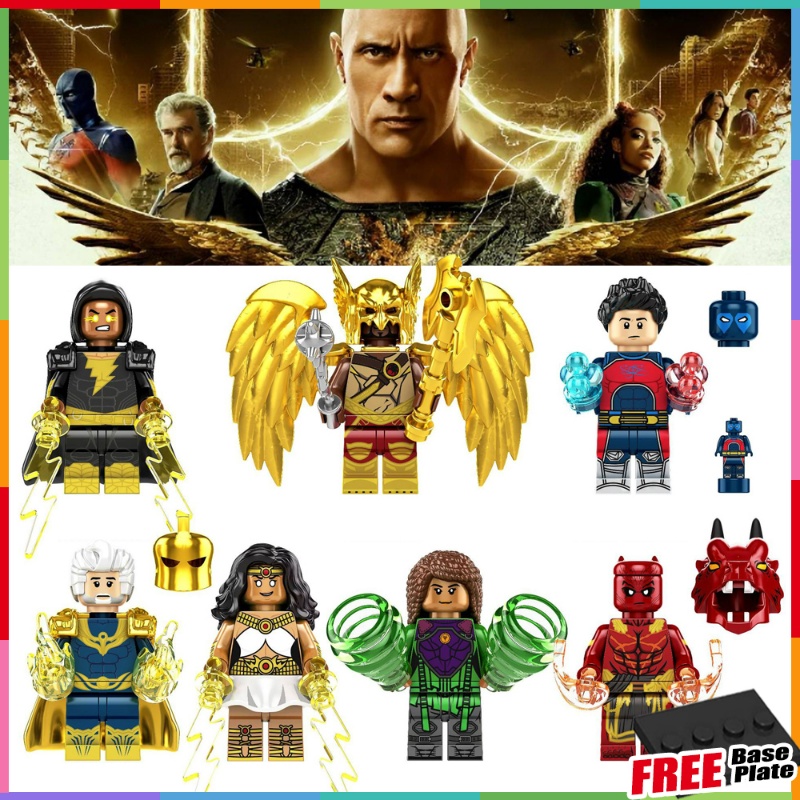 Blok Bangunan Black Adam Minifigures Rakitan Mainan Hadiah Hawkman Atom Smasher Sabbac Movie Series Angka Mini