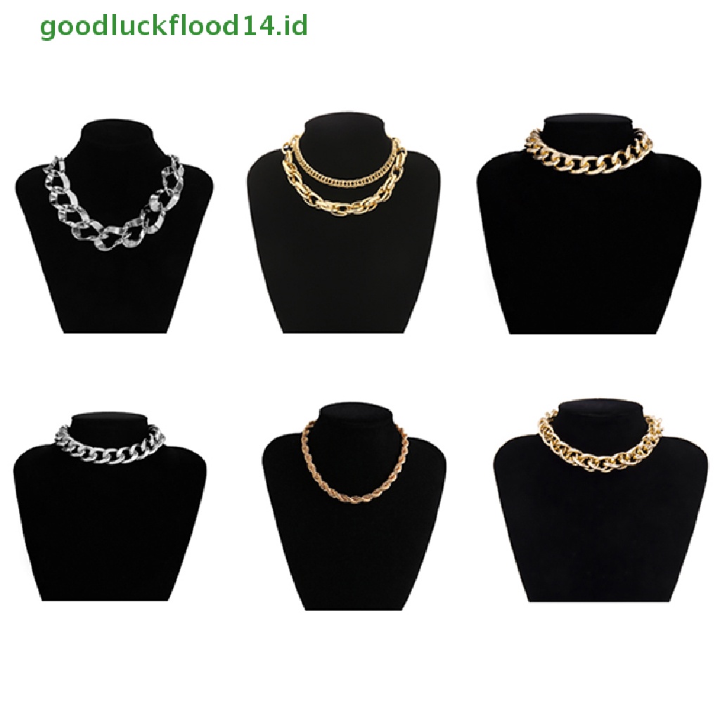 [GOOGFOUR] Kalung Choker Punk Hip Hop Untuk Wanita Statement Gothic Cuban Chunky Necklace [TOP]