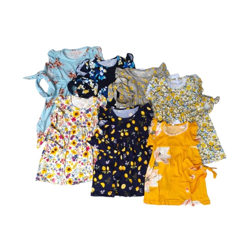 (Capung Kidswear) Dress Anak Perempuan Motif Azzalea Dress Kaos anak Ruffle 1-4 tahun