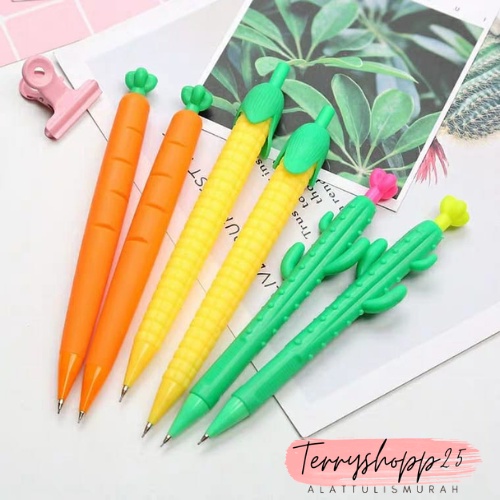 

Pensil cetek mekanik model sayur sayuran alat tulis sekolah ready cod