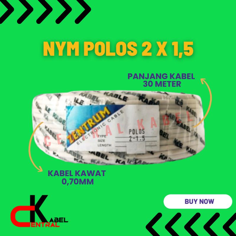 KABEL LISTRIK KAWAT NYM POLOS 2 x 1,5 (30 METER)