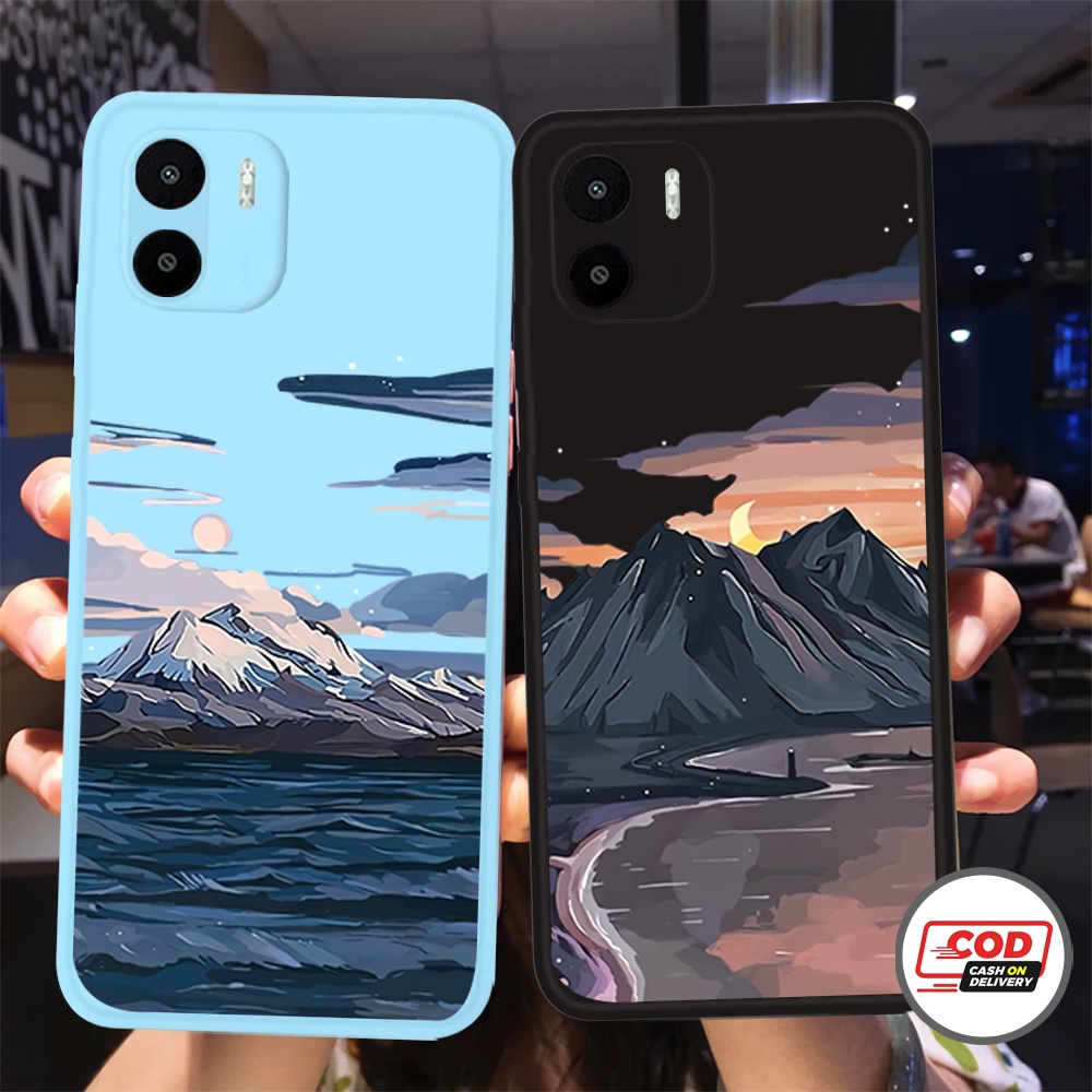[Fmm12] Mountain Case Redmi A1 2022 A2 2023 Bumper Pelindung Hp Casing Pro Kamera Bergambar