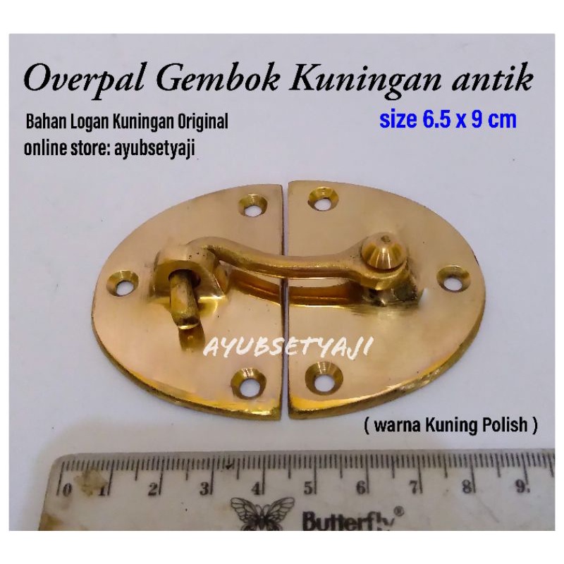 Overpal Grendel Kuningan antik Pengunci pintu Rumah gembok cantolan pintu Overpal Oval gerbang pagar