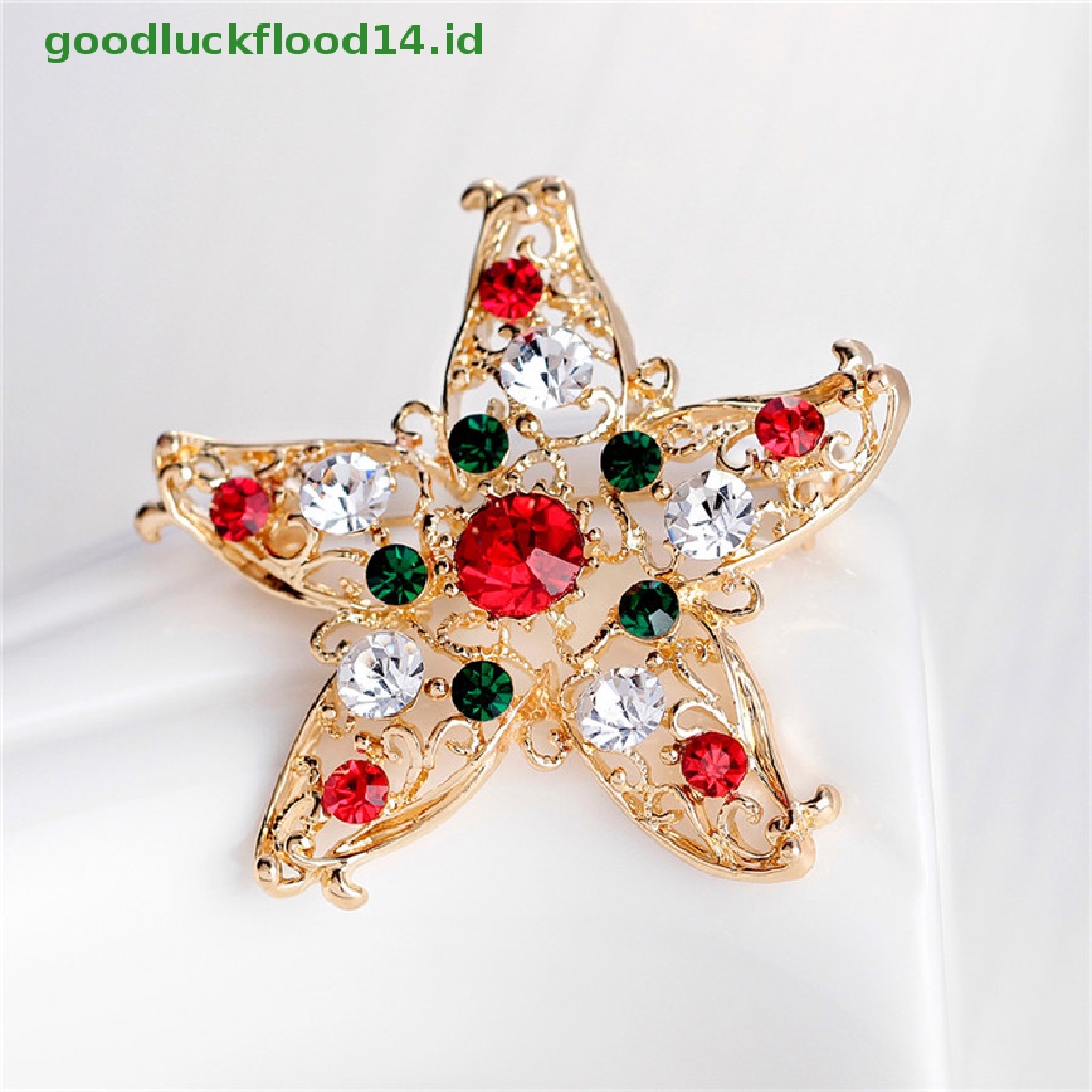 [GOOGFOUR] 1x Fashion Unisex Bintang Kristal Berlian Imitasi Snowman Natal Bros Pin Hadiah Xmas [TOP]